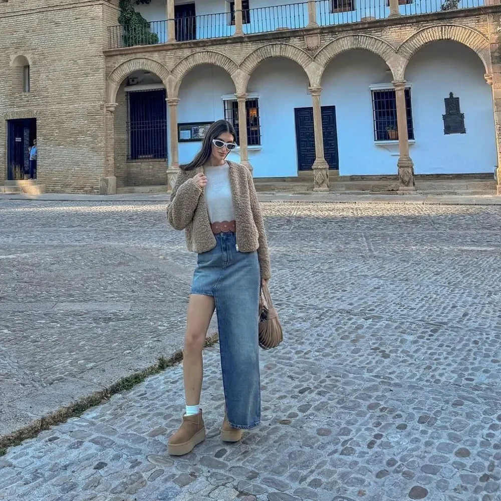 ZARA Z1975 ASYMMETRIC DENIM SKIRT